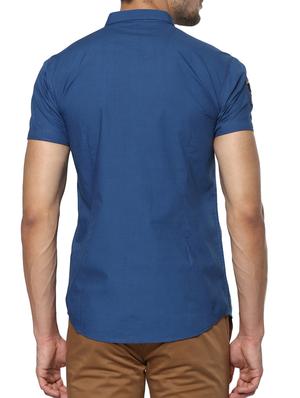 blue cotton casual shirt - 15000722 - Standard Image - 3