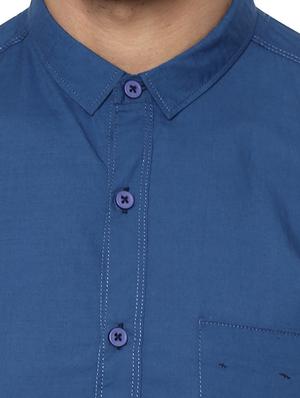 blue cotton casual shirt - 15000722 - Standard Image - 4