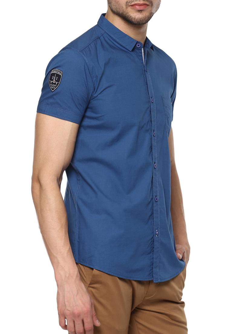 blue cotton casual shirt - 15000722 - Zoom Image - 2