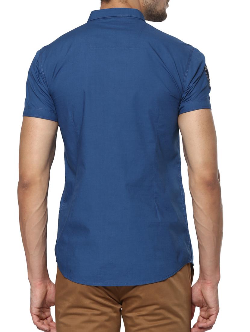 blue cotton casual shirt - 15000722 - Zoom Image - 3