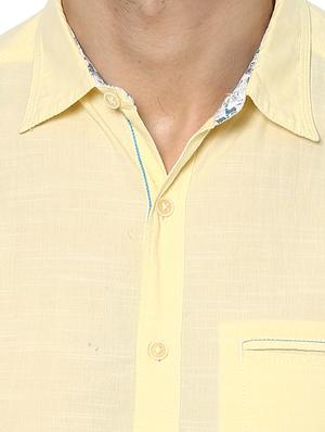 yellow cotton casual shirt - 15000727 - Standard Image - 4