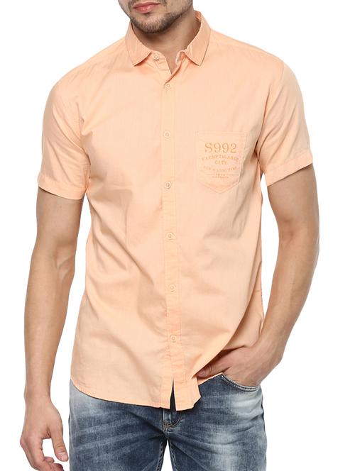 peach cotton casual shirt - 15000728 - Standard Image - 1