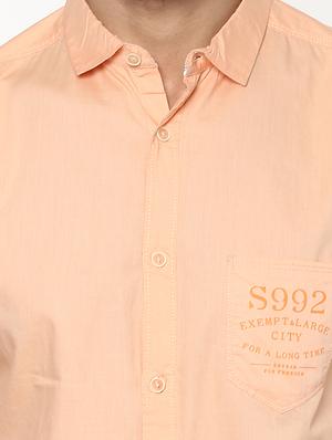 peach cotton casual shirt - 15000728 - Standard Image - 4