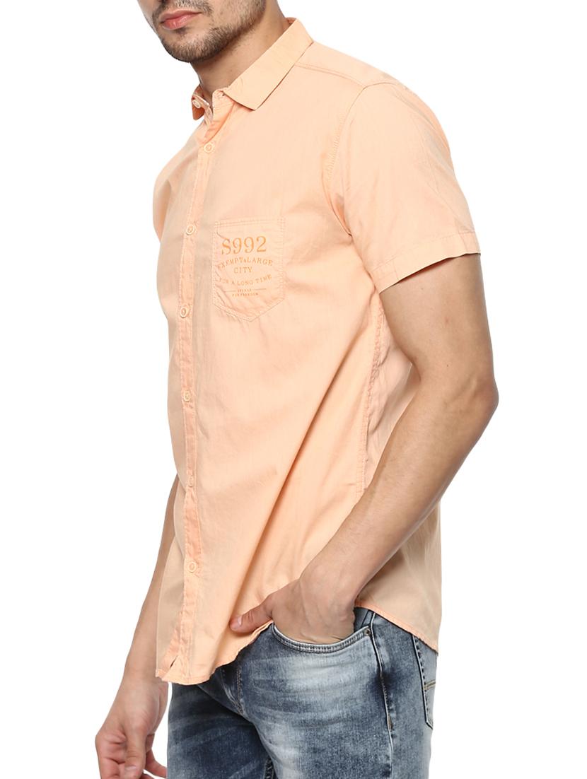 peach cotton casual shirt - 15000728 - Zoom Image - 2