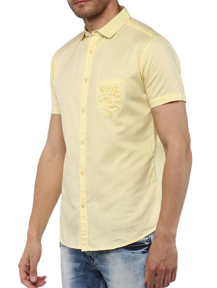 yellow cotton casual shirt - 15000729 - Zoom Image - 2