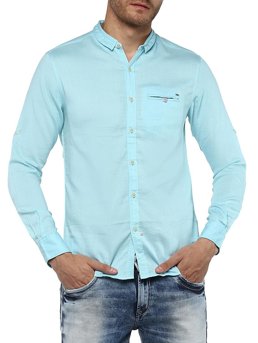 blue cotton casual shirt - 15000748 - Zoom Image - 1