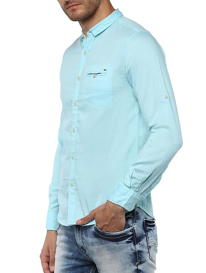 blue cotton casual shirt - 15000748 - Zoom Image - 2