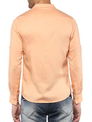 peach cotton casual shirt - 15000749 - Standard Image - 3