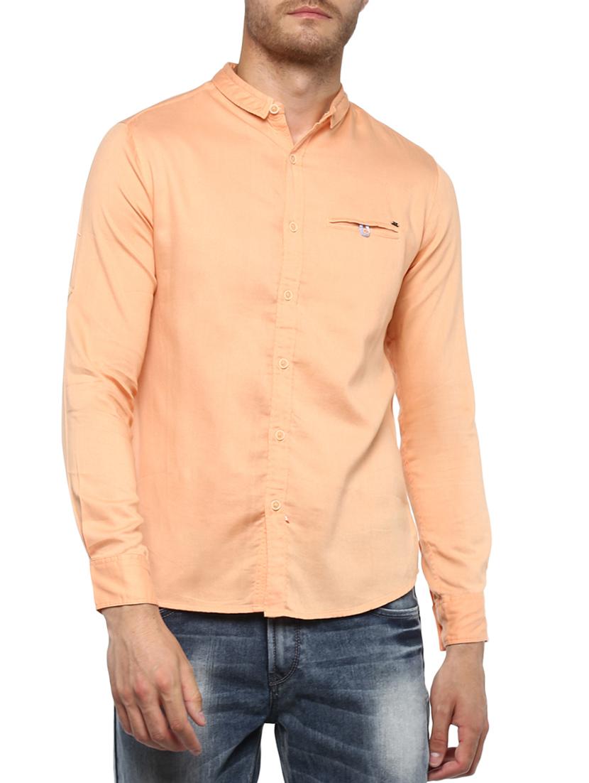 peach cotton casual shirt - 15000749 - Zoom Image - 1