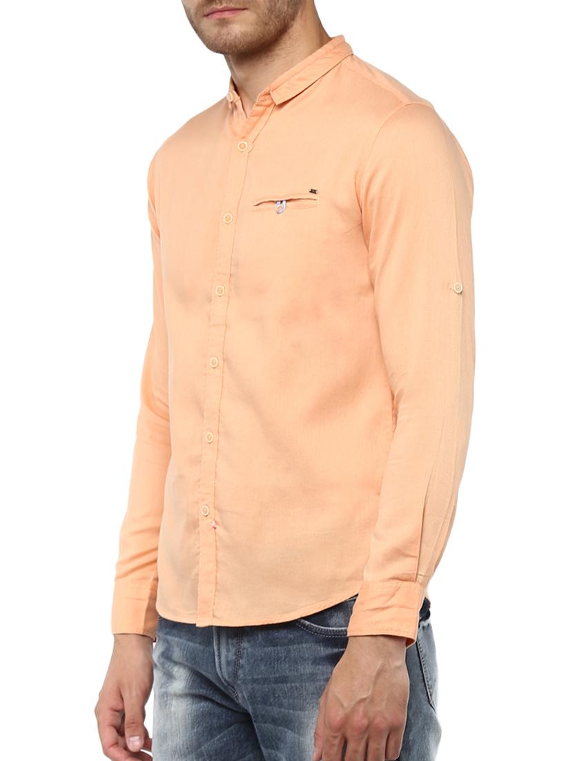 peach cotton casual shirt - 15000749 - Zoom Image - 2