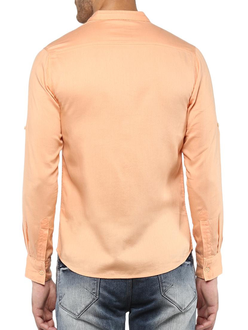 peach cotton casual shirt - 15000749 - Zoom Image - 3