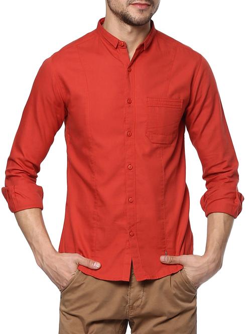 red cotton casual shirt - 15000754 - Standard Image - 1