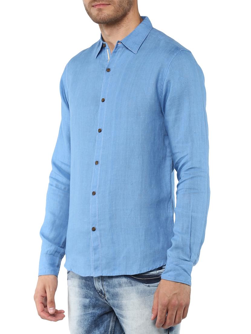 blue cotton casual shirt - 15000759 - Zoom Image - 2