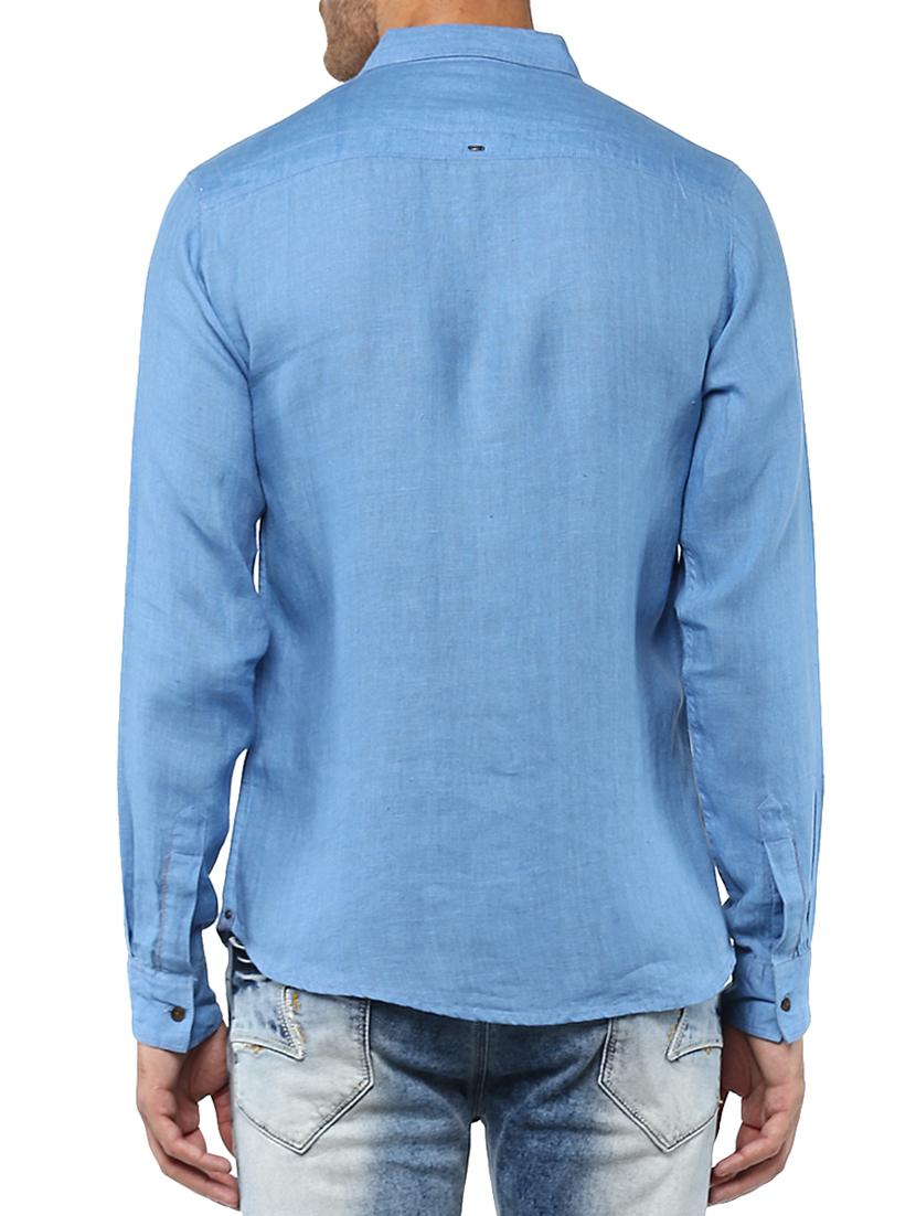 blue cotton casual shirt - 15000759 - Zoom Image - 3