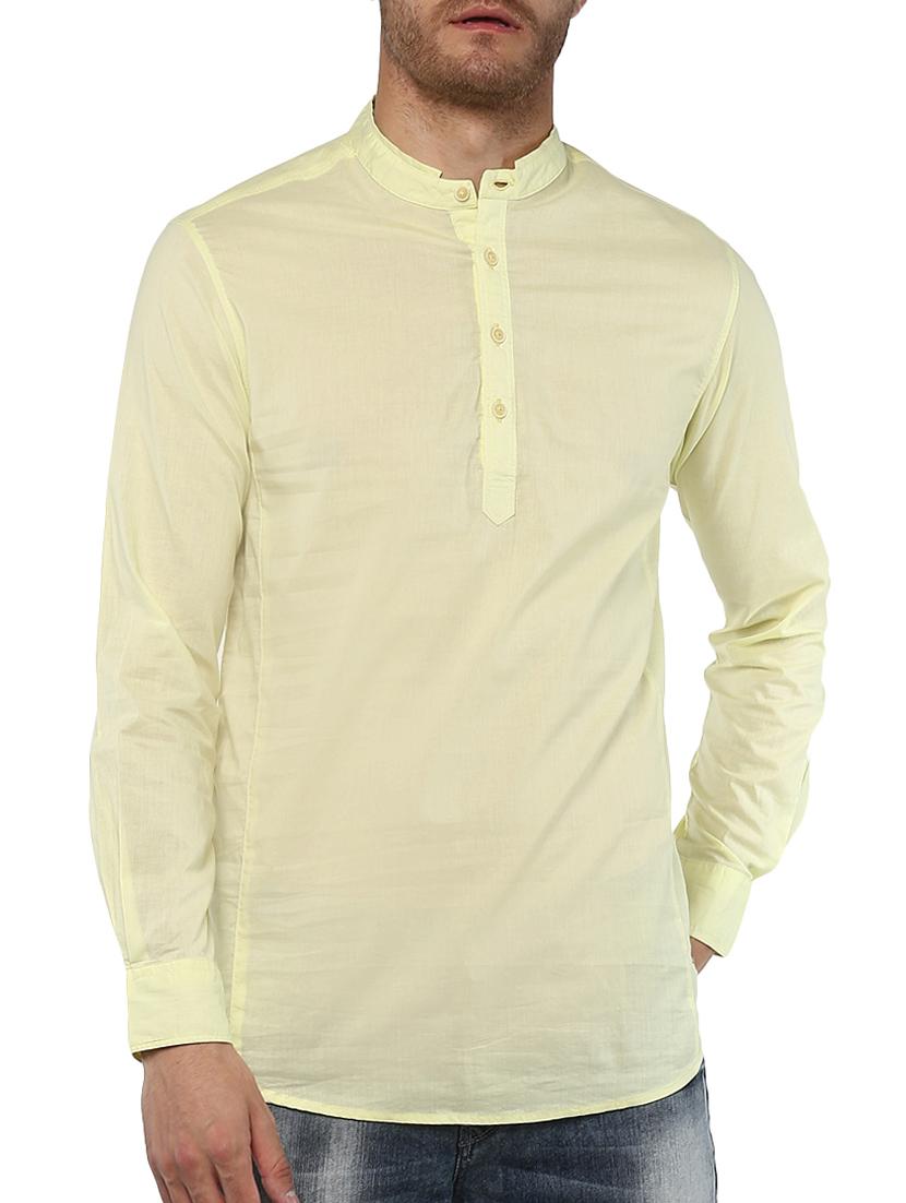 yellow cotton short kurta - 15000764 - Zoom Image - 1