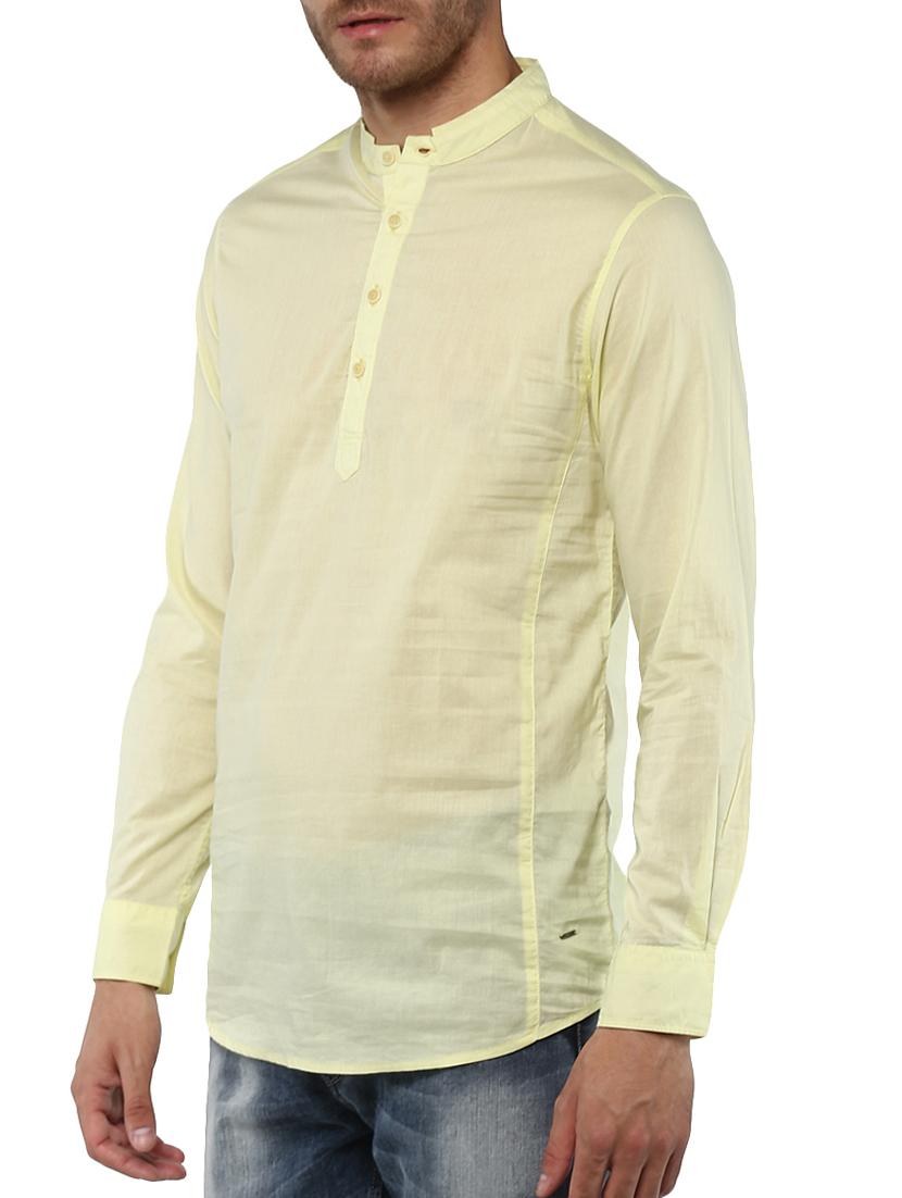 yellow cotton short kurta - 15000764 - Zoom Image - 2