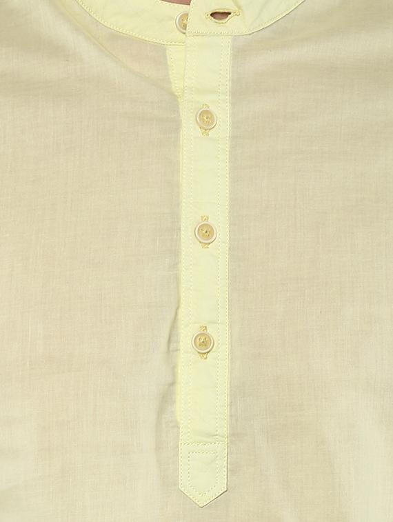 yellow cotton short kurta - 15000764 - Zoom Image - 4