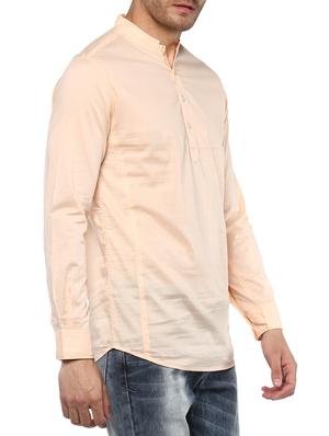 peach cotton short kurta - 15000765 - Standard Image - 2