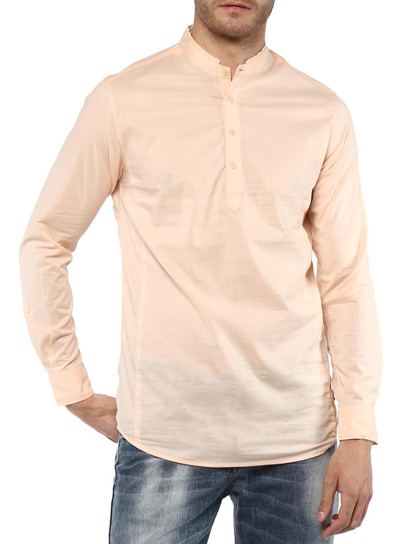 peach cotton short kurta - 15000765 - Zoom Image - 1