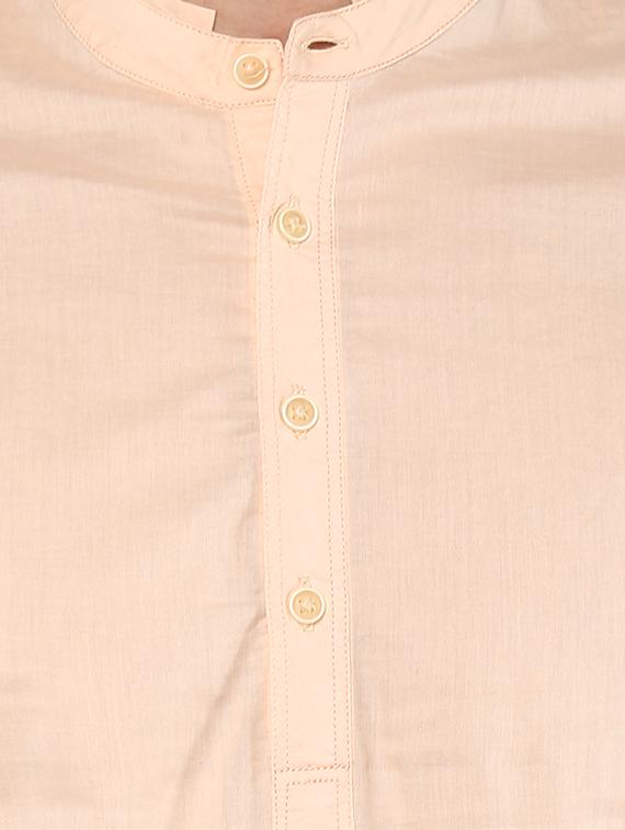 peach cotton short kurta - 15000765 - Zoom Image - 4