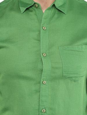 green cotton casual shirt - 15000766 - Standard Image - 4