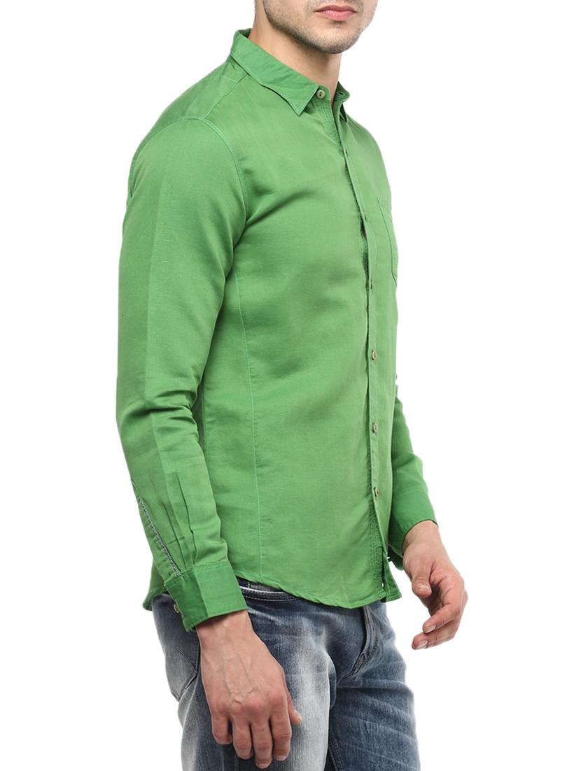 green cotton casual shirt - 15000766 - Zoom Image - 2