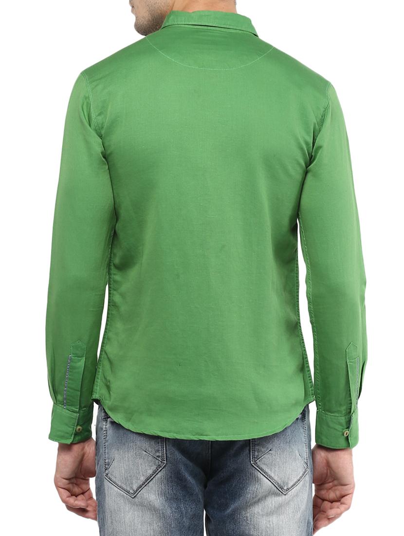 green cotton casual shirt - 15000766 - Zoom Image - 3