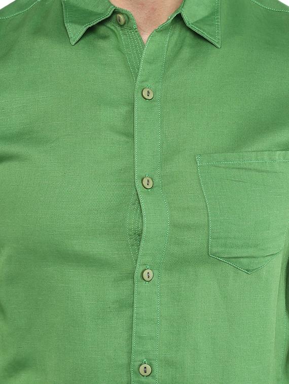 green cotton casual shirt - 15000766 - Zoom Image - 4