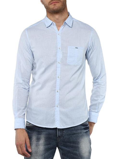 light blue cotton casual shirt - 15000769 - Standard Image - 1
