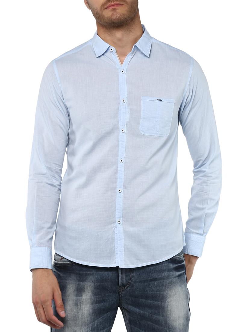 light blue cotton casual shirt - 15000769 - Zoom Image - 1