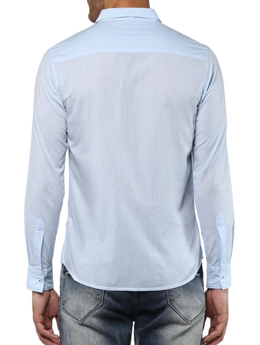 light blue cotton casual shirt - 15000769 - Zoom Image - 3