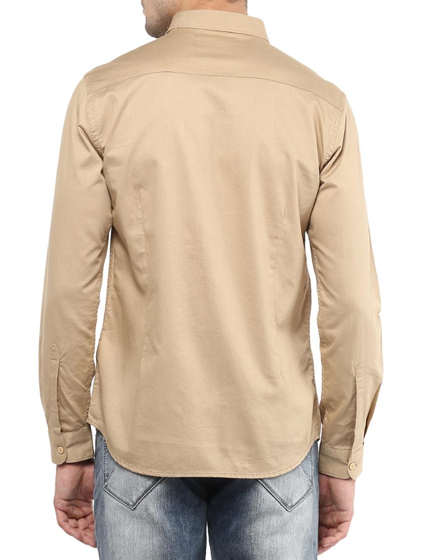 beige cotton casual shirt - 15000774 - Zoom Image - 3