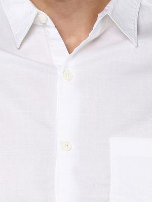 white cotton casual shirt - 15000775 - Standard Image - 4