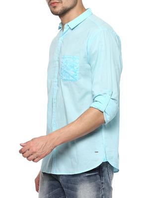 light blue cotton casual shirt - 15000782 - Standard Image - 2