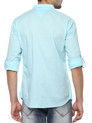 light blue cotton casual shirt - 15000782 - Standard Image - 3