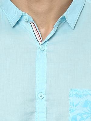 light blue cotton casual shirt - 15000782 - Standard Image - 4