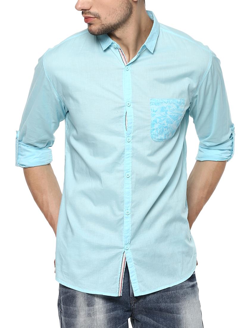 light blue cotton casual shirt - 15000782 - Zoom Image - 1