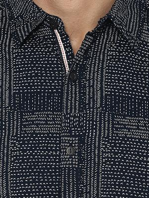 navy blue cotton casual shirt - 15000798 - Standard Image - 4