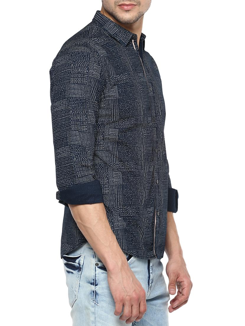 navy blue cotton casual shirt - 15000798 - Zoom Image - 2