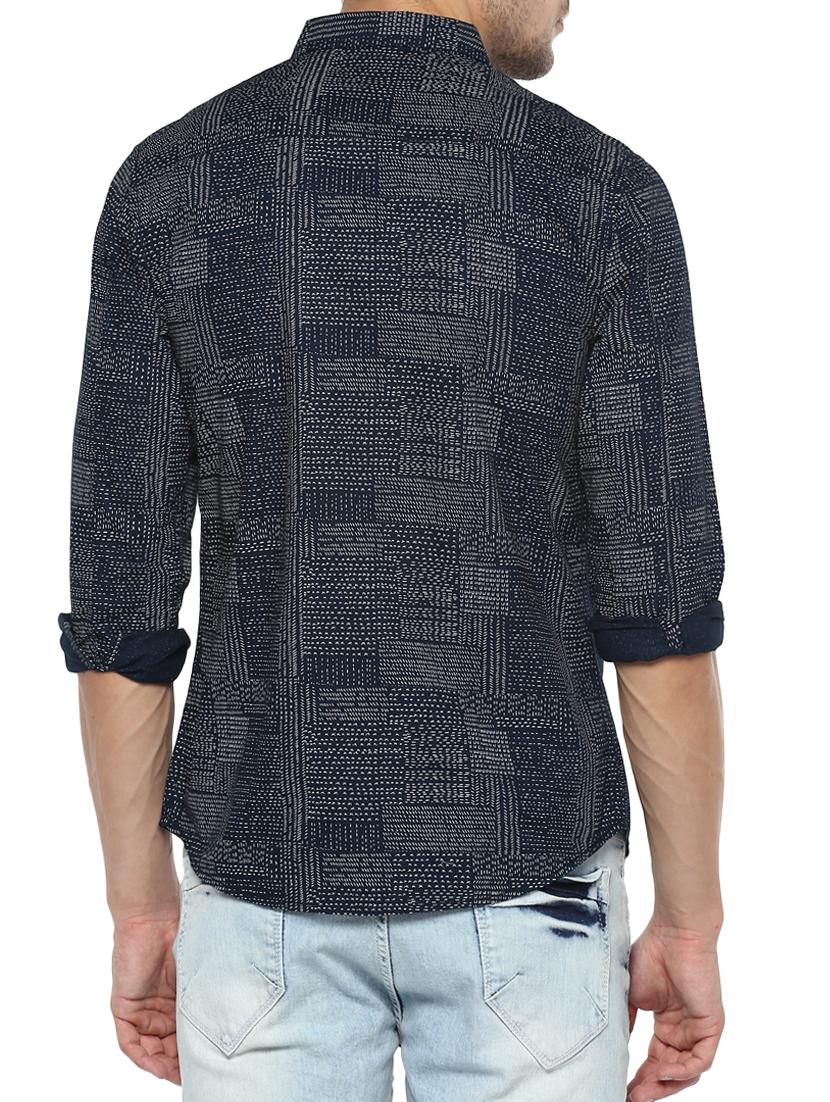 navy blue cotton casual shirt - 15000798 - Zoom Image - 3