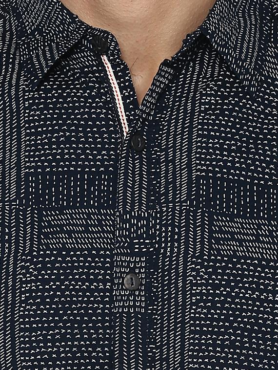 navy blue cotton casual shirt - 15000798 - Zoom Image - 4