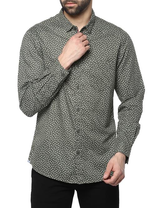 green cotton casual shirt - 15000811 - Standard Image - 1