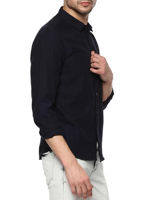 navy blue cotton casual shirt - 15000838 - Standard Image - 2