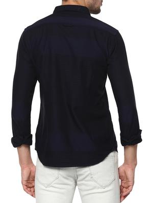 navy blue cotton casual shirt - 15000838 - Standard Image - 3