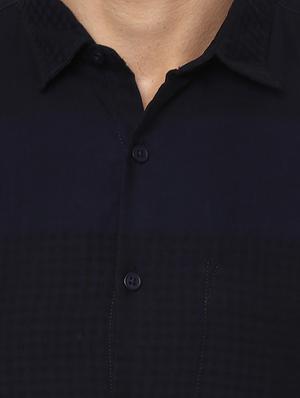 navy blue cotton casual shirt - 15000838 - Standard Image - 4