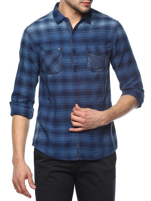 blue cotton casual shirt - 15000840 - Standard Image - 1