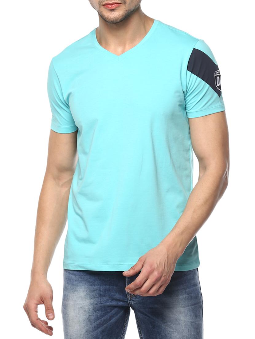 turquoise cotton t-shirt - 15000870 - Zoom Image - 1