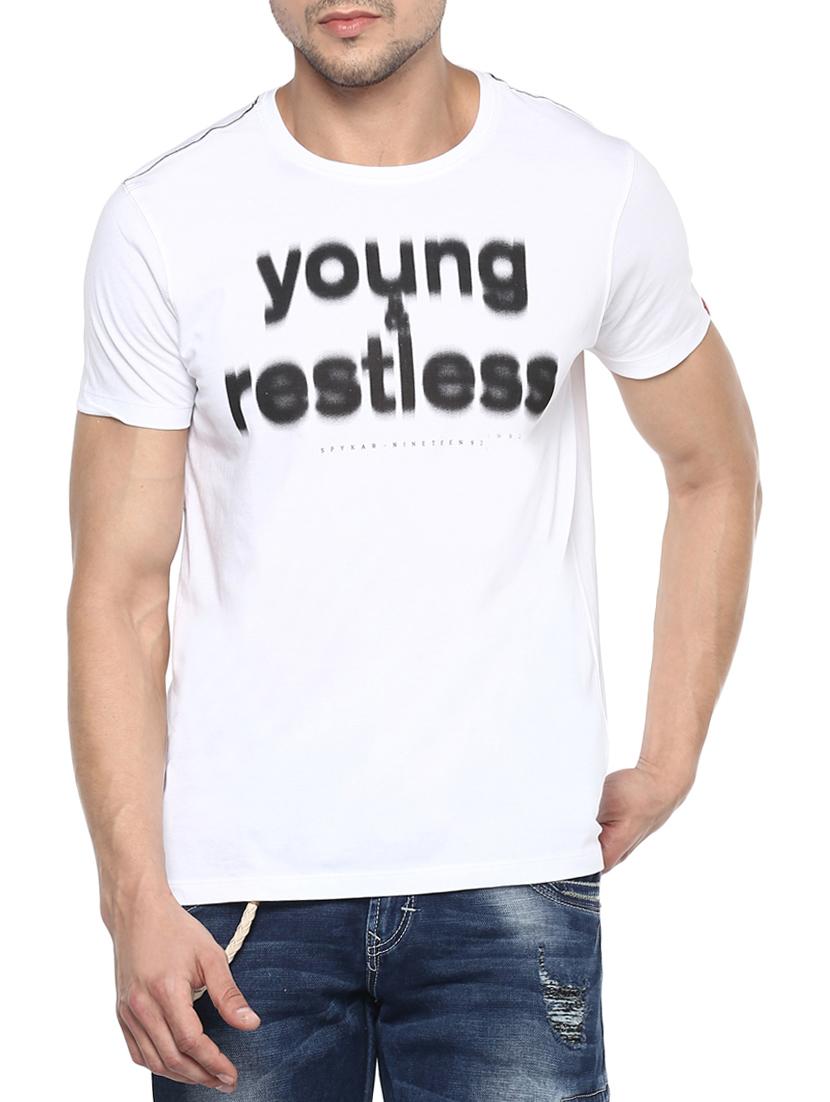 white cotton chest print tshirt - 15000881 - Zoom Image - 1