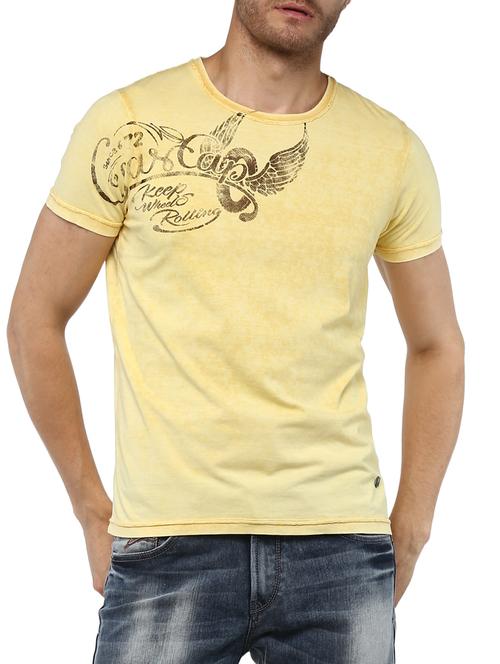 yellow cotton chest print tshirt - 15000898 - Standard Image - 1