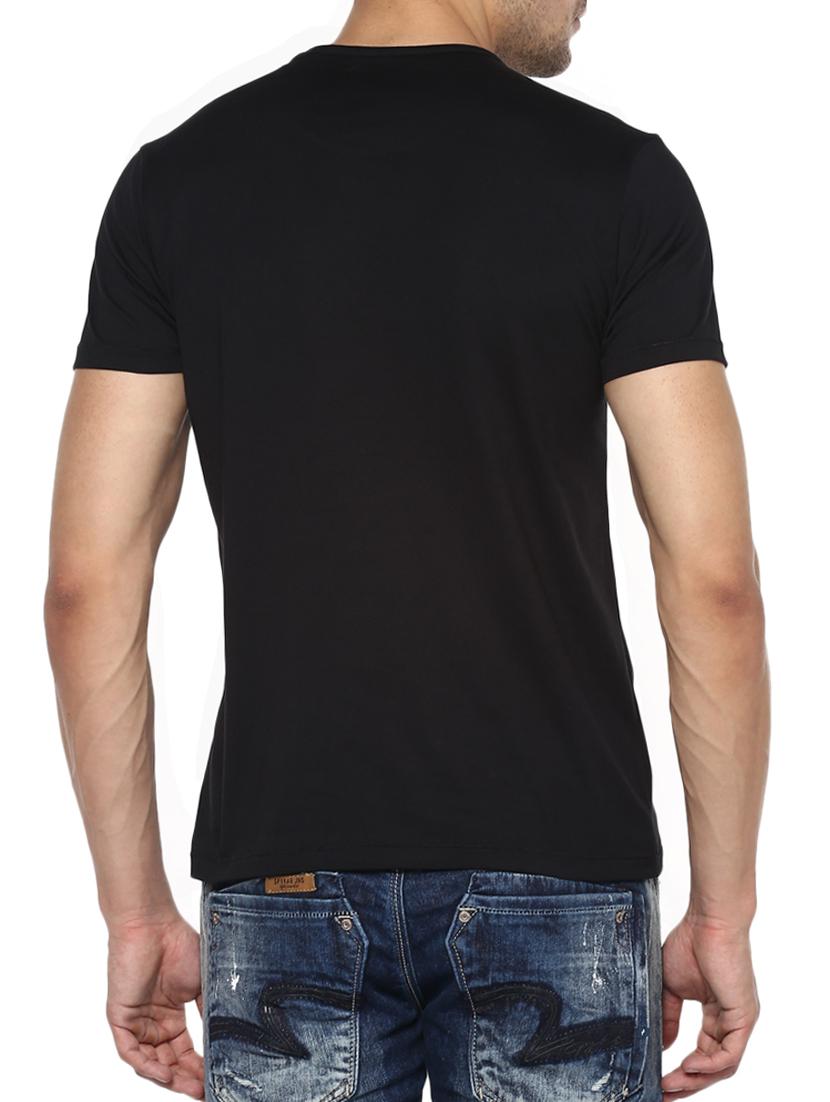 black cotton chest print tshirt - 15000903 - Zoom Image - 3